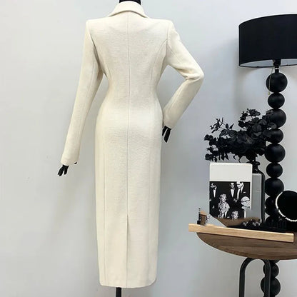 Autumn Winter Fashion High-Quality Women's Woolen Coat 2025 New Temperament Double Breasted Solid Color Women's Woolen Coat H322