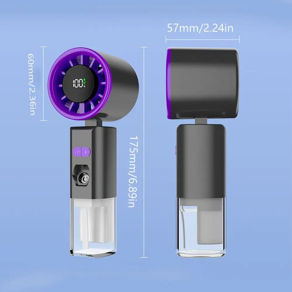 Portable Handheld Spray Fan Strong Wind USB Rechargeable Foldable Small Fan Low Noise High-speed Handheld Misting Fan