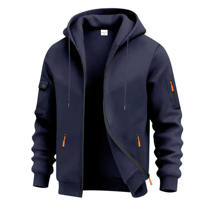 Autumn Winter New Men's Sweatshirt Jacket Loose Heavyweight Fleece Zipper Hooded Workwear Cardigan Casual Long Sleeve Sweatshirt