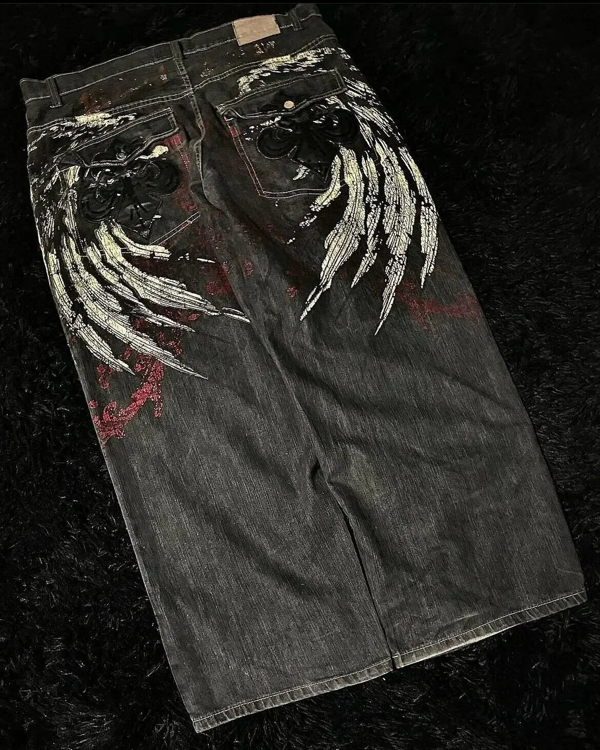 Y2K Baggy Jeans Women Cartoon Characters Embroidered Light Blue Washed Denim Jeans Harajuku Goth Skateboard Pants Street Clothes