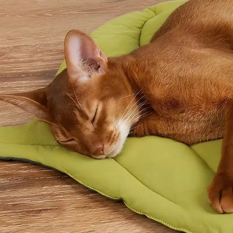 Leaf Shaped Pet Bed Reversible Soft Washable Non Slip Cushion for Cats Dogs Indoor Travel Camping Comfortable Cozy Mat
