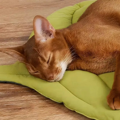 Leaf Shaped Pet Bed Reversible Soft Washable Non Slip Cushion for Cats Dogs Indoor Travel Camping Comfortable Cozy Mat