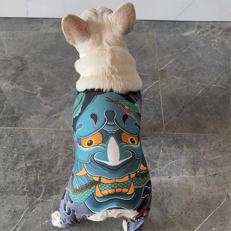 Creative Pet Tattoo Clothes Suitable For Fadou, Bago, Corgi, Bulldog Spring T-shirts, Interesting Social Dog Pet Clothes S-XXL