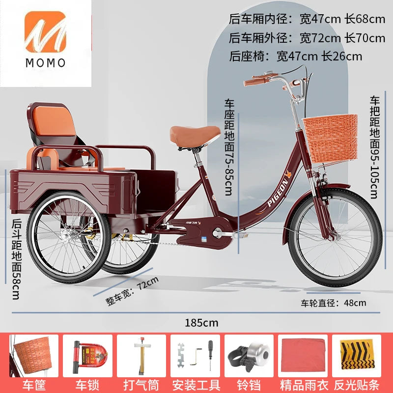 Tricycles for elderly people, pedals, pedals, variable speed bicycles for elderly people, rickshaws for transportation,