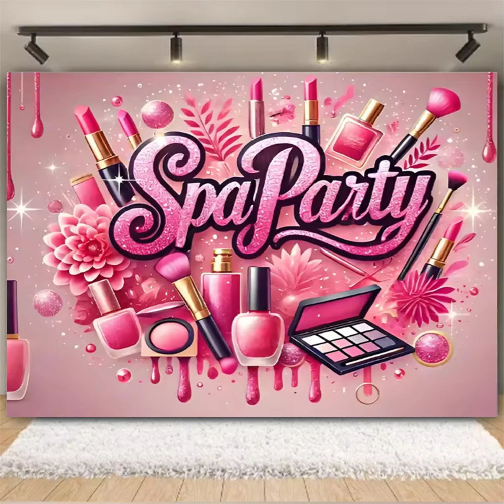 Girl's Birthday Party Supplies  Cosmetics Decorations Background Banners Disposable Cups Plates Knives Forks Spoon Gift Backdrop