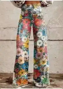 2025 Retro 3D Printing Fashion High Waist Pants High Street Loose Wide Leg Pants for Women Harajuku Trousers Spring Summer