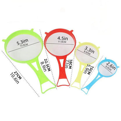 Set of 4 Multi-purpose Mesh Filter with Handle - Perfect for Tea, Juice, Flour, Soy Milk, Etc. - Kitchen Gadgets, Easy To Filter