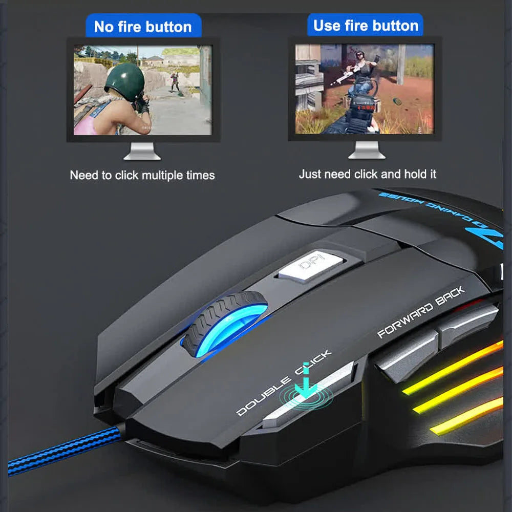 USB Wired Gaming Mouse Generation Ergonomic Gaming Mouse 4keys 2400DPI Mouse RGB backlit High-Precision Optical Sensor Mouse