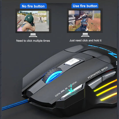 USB Wired Gaming Mouse Generation Ergonomic Gaming Mouse 4keys 2400DPI Mouse RGB backlit High-Precision Optical Sensor Mouse