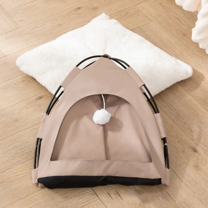 Portable Foldable Pet Tent Semi-Enclosed Breathable Design All Season Comfort Pet Bed for Cat Puppy Indoor Outdoor