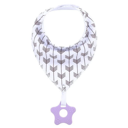 Baby cotton feeding bibs: Multi-functional triangular drool pads with teething toy—skin-friendly,anti-spitup,keeps clothes clean