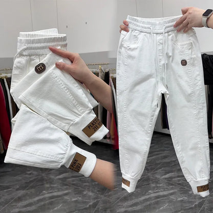 Top quality Autumn Spring Women Pants 2024 New Cotton Jeans Pants Elastic Waist Harem Pants Casual Sports Trousers Female