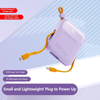 Lenovo 120W 10000mAh Power Bank Large Capacity 4 In1 Cables Intelligent Digital Display Light Portable Powerbank For iPhone New