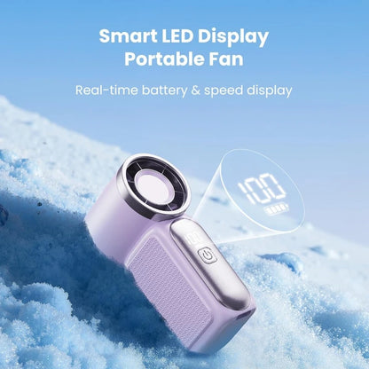 Portable Handheld Mini Fan High Speed Personal Fan With LED Display USB Rechargeable Mini Fan With Lanyard For Makeup Travel