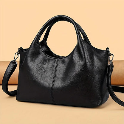 Women's Handbag, Large Capacity Elegant Detachable Crossbody & Handheld Shoulder Bag with Golden Tone Hardware, Zipper Closure