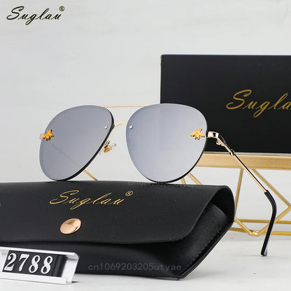 SUGLAU Luxury brand Fashion Rimless Sunglasses Casual Driving Sun Glasses Business Shopping Unisex Shades Oculos De Sol UV400