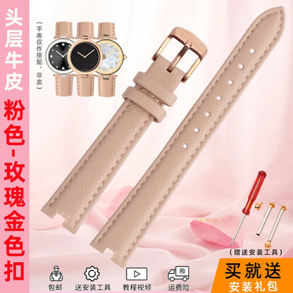 High Quality Notched Watch Strap for Gucci YA141401 YA141505  YA1414 YA1415 GC Women's Watch Leather Watchband 12x5mm 14x5mm
