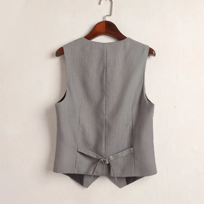 Summer V-Neck Vest Women Thin Loose Waistcoat Single Breasted Sleeveless Blazer Feminino Short Slim Veste Femme Tide XXXL