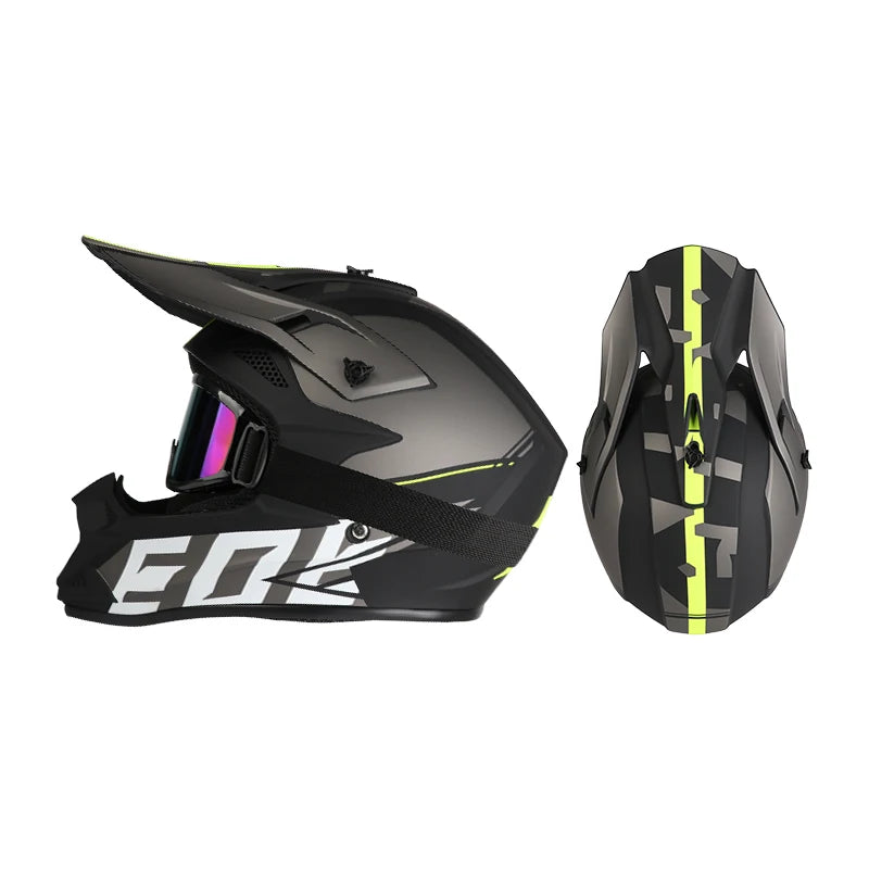 Off Road Motorcycle Helmet Rally Downhill Full Helmet Riding with Goggles Suitable for All Seasons for Men Women and Children
