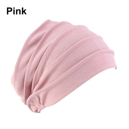 Women Elastic Turban Beanie Soft Cotton Bonnet Muslim Hijabs Head Wrap Chemo Hat