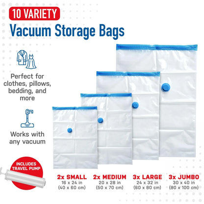 Vacuum Storage Bags, 15-Pack Space Saver Vacuum Storage Bags, Vacuum Seal Bags for Clothing, Clothes, Comforters and Blankets