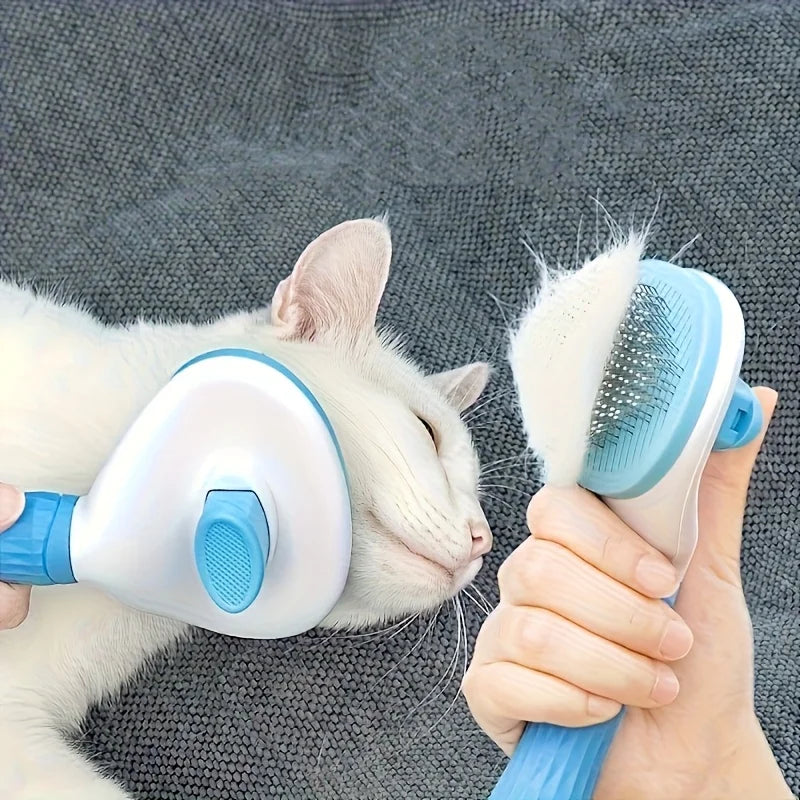 Easy-to-Clean Pet Grooming Brush for Cats and Dogs - One-Click Hair Removal, Detangling, Shedding Reduction