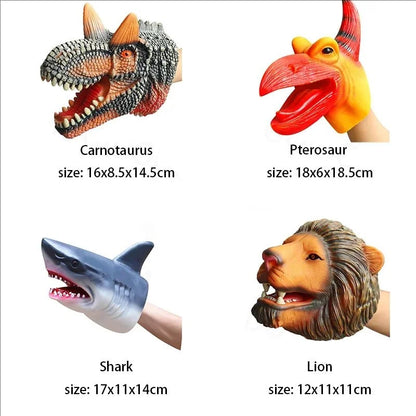 Pet Cat Dog Teasing Hand Puppets Dinosaur head Model Toy T-Rex Dino Jurass Shark Tiger Park Dolls Dinosaur Worlds Soft Plush Toy