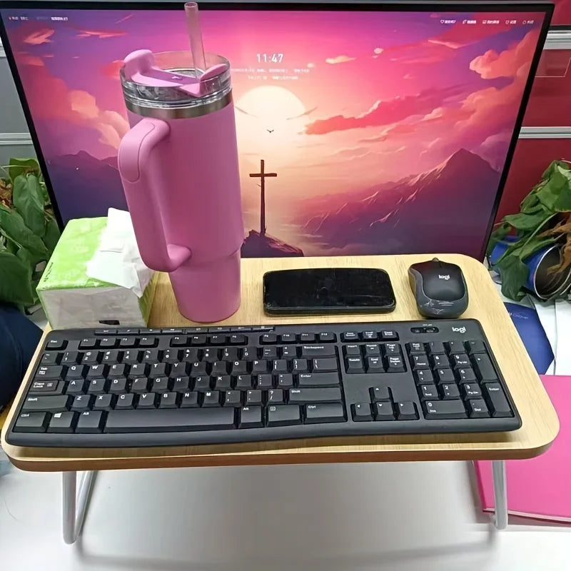 Multifunctional Folding Desk for Bed and Sofa, Portable Lap Study and Laptop Table with Stabilizing Legs, Versatile Workstation