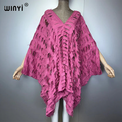 WINYI Original V neck denim sexy short dress with holes New Fashion Africa Womens party holiday Casual Maxi beach dress