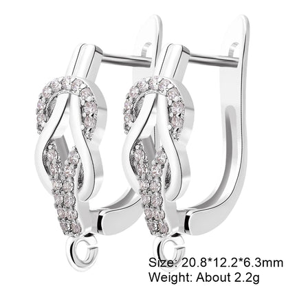 Juya 18K Gold Silver Plated Fastener Bales Fixture Earring Hook Locks For DIY Women Fashion Crystal Agate Charms Earrings Making