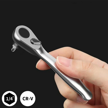 Ratchet Wrench - 1/4 Drive Ratchet Handle with 72 Teeth Quick Release, Screwdriver Bits Hand Tool for Auto Motorcycle Repair