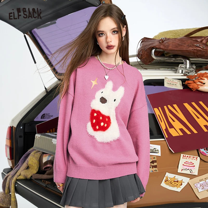 ELFSACK 2024 Autumn New Arrivals Colorful Christmas Y2K sweater Knitwear for women