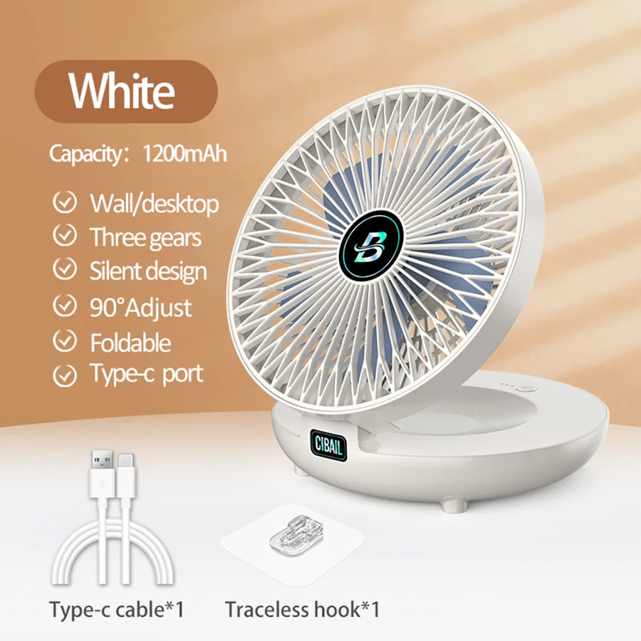 2024 Best Sellers 2IN1 Folding Desktop Fan Portable Air Conditioner Wall Mounted Fan Rechargeable With 3 Gears for Home Office