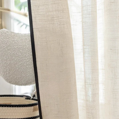 Curtains for Living Dining Room Bedroom French Translucent Opaque  Linen Living Room Balcony Japanese
