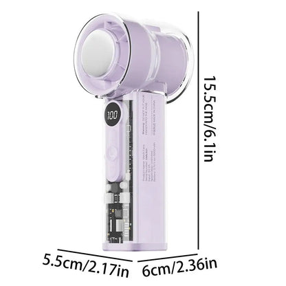 Portable Handheld Fan Transparent 100 Speeds USB Rechargeable 3000mAh Mini Portable Personal Fan for Home Office Travel Picnic