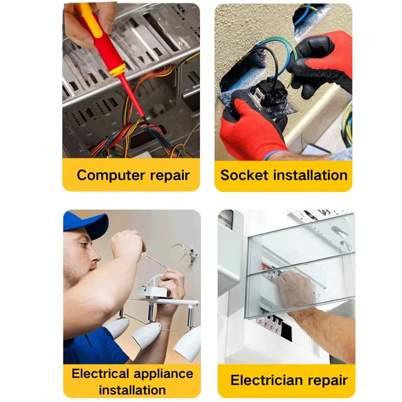 10-in-1 500V Insulated Screwdriver Set with Case Interchangeable Blades Magnetic High Hardness Home Electrician Repair Tools