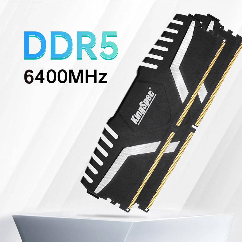 KingSpec Memoria RAM DDR5 5600mhz 6400MHz 6000MHz 16GB 32GB 16GBx Gaming Desktop Memory Ram 288Pin DIMM DDR5 RAM XMP 3.0