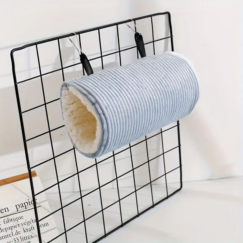 Pet Plush Tunnel Bed Soft Corduroy Cat Dog Cave Bed Foldable Pet Hideout Bed with Safety Pins for Small Pets