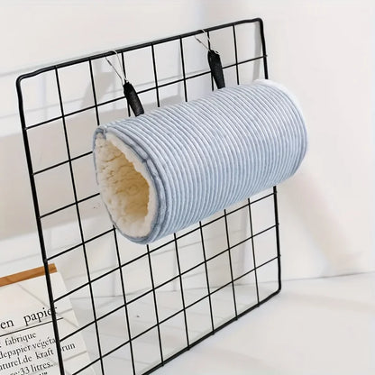Pet Plush Tunnel Bed Soft Corduroy Cat Dog Cave Bed Foldable Pet Hideout Bed with Safety Pins for Small Pets