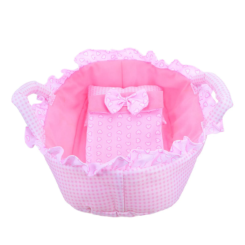 Baby Bassinet Carrying Cradle for 35Cm Reborn Baby Crib Bed Carrier Pillow Blanket Portable Mini Cradle Dollhouse Furniture Prop