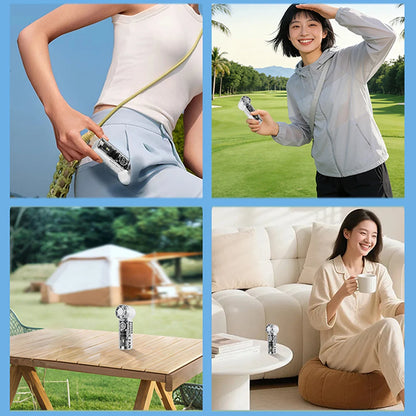 Portable Handheld Mini Fan, Personal Fan with LED Display, USB Rechargeable, Mini Fan with Lanyard for Makeup, Travel, Outdoor