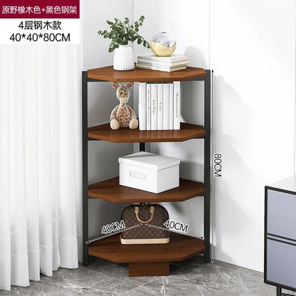 Triangular Multi-Layer Shelf, Corner Cabinet Design, Floor-to-Ceiling Storage, Living Room/Bedroom Bookshelf, Space-saving Layer