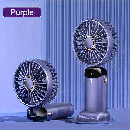 Portable Mini Fan With 5 Speeds LED USB Rechargeable Charging Small Foldable Battery Fans Handheld Desk Bedroom Indoor Outdoor