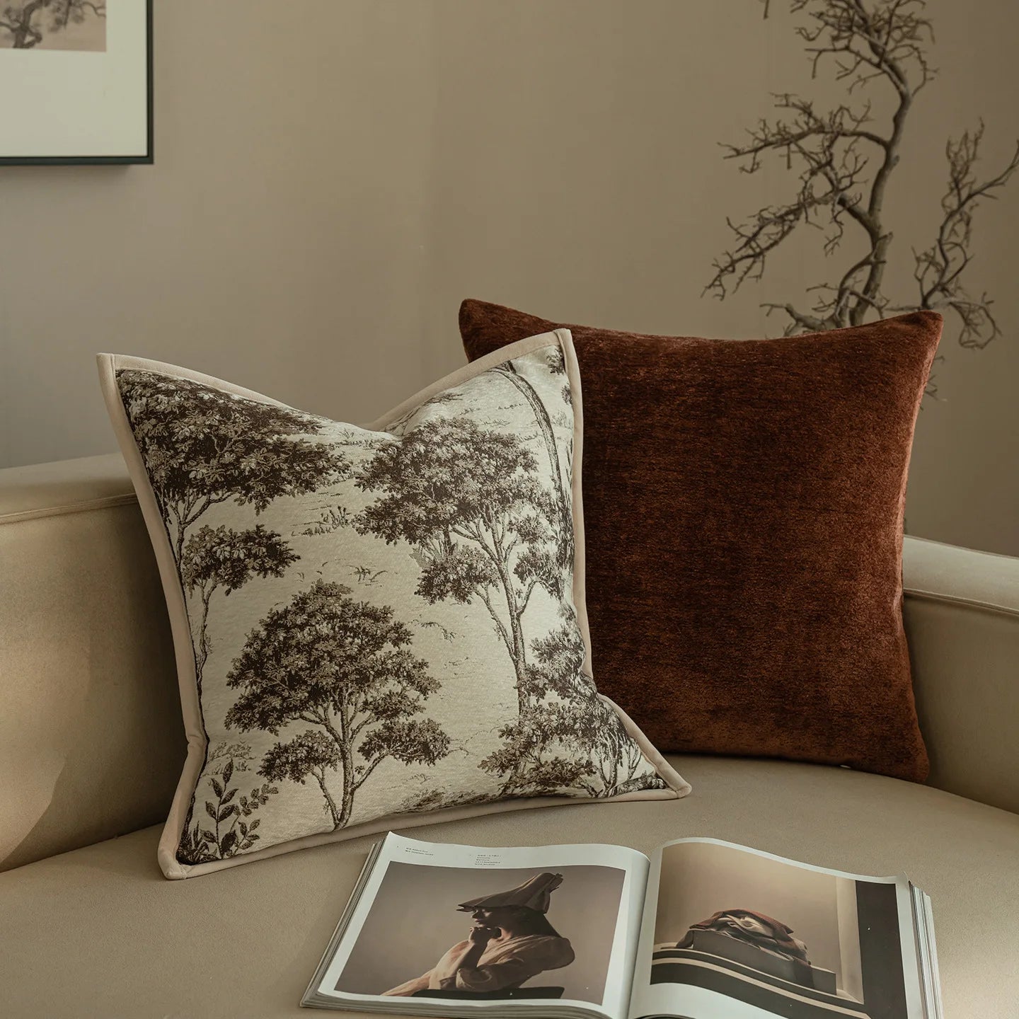 Premium Living Room Sofa Cushion Cover Chenille Texture Geometric Jacquard Pillowcase Modern High-End Pillow Covers Decorative