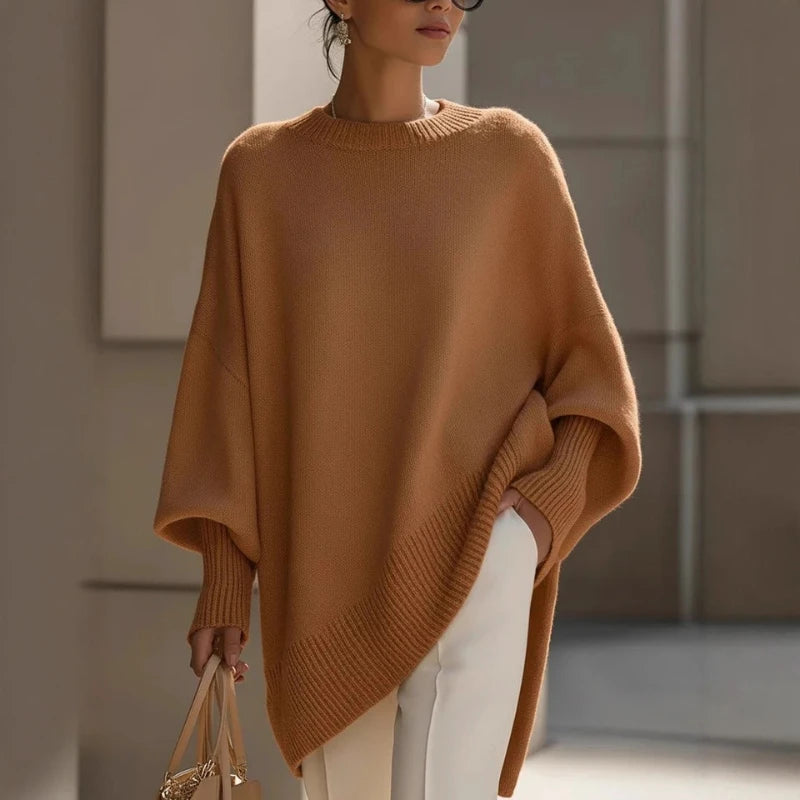 LEOSOXS 2025 Autumn/winter Cashmere Casual Round Neck Pullover Knitted Sweater for Women Loose and Lazy Style Solid Color Tops