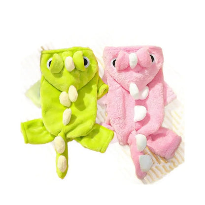 Pet Clothing Flannel Dog Warm Jumpsuits Dinosaur Shape Cute Puppy Pajamas Soft Comfortable Pet Dog Hoodie Indoor Wear