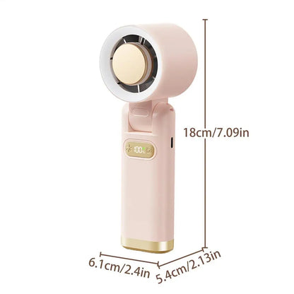 Portable handheld fan Handheld 5 Speeds LED Lights Foldable Rechargeable Device Personal Fan LED light folding cooling fan