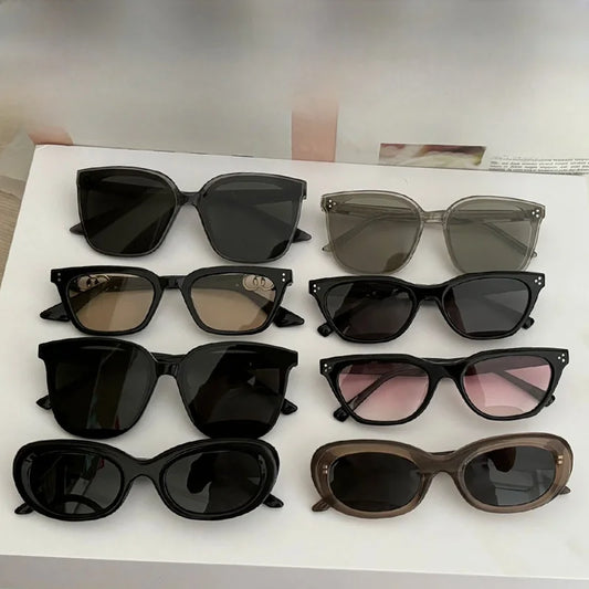 GAMBLE MONSHER Driving Sunglasses Women's UV Protection Large Small Faces Sunscreen Fashionable round Frame Glasses
