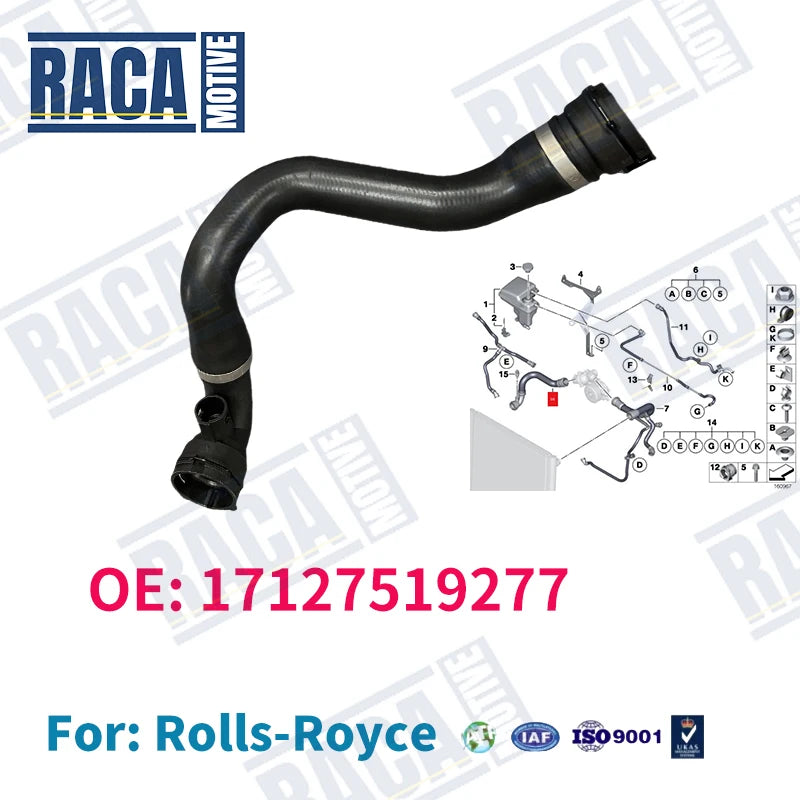 For Rolls-Royce Phantom RR1 RR2 RR3 Water Tank Upper And Lower scoolant hose 17127519277 17127519276
