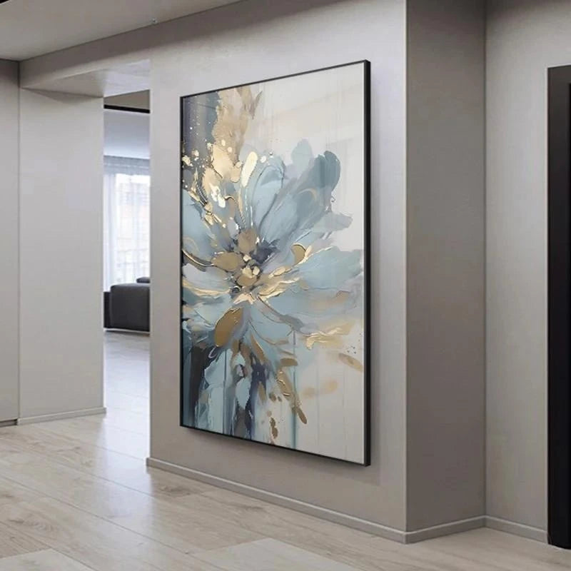 Luxury Painting for Living Room Wall Decor Abstract Blue Floral Canvas Print Wall Pictures Bedroom Entrance Modern Wall Artwork